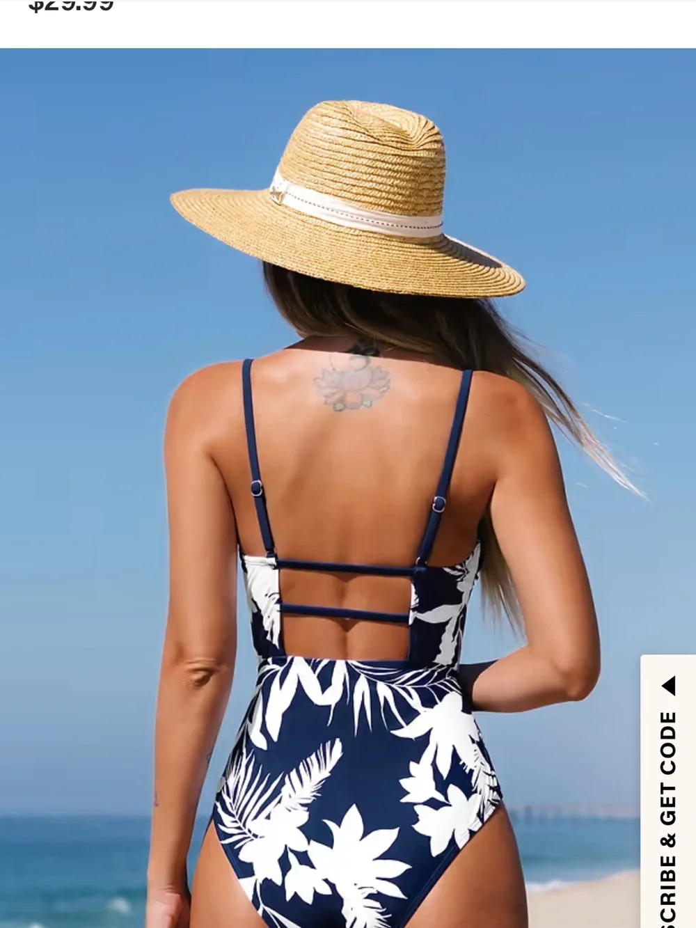 Cupshe Navy White Tropical Ruched Strappy One-Piece Swimsuit